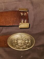 Brown Leather Belt With Arkansas State Buckle And Brass Keeper For Civil War... picture