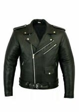Mens Brando Genuine Leather-Jacket Motorcycle Perfecto Black Marlon Biker-Jacket picture