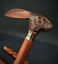 Antique Victorian Wooden Walking Cane Sticks Rabbit Head Handle Vintage Designer picture