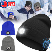 Bluetooth Beanie Hat with Light Unisex LED Music Torch Headphones Hat Handsfree picture