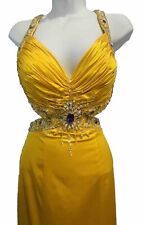 NWT Jasz Couture Women's Yellow Prom/Formal Dress With Rhinestone Accents Size:0 picture