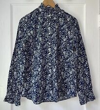 J Crew Liberty London Summer Bloom Shirt Women’s M Ruffle Neck Cuff Floral Blue picture