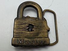 Master Lock belt buckle Chastity Biker Trucker brass 1970s Vintage locksmith picture