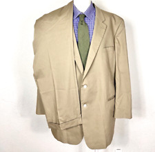 Jos A Bank Suit 2 Piece Beige Cotton Blend Jacket 42L 2 Button Pants 46X31 picture
