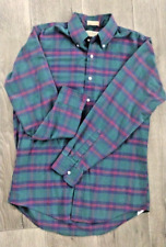 LL Bean Vintage  Shirt Made in USA Green Check Single Needle Mens Large 15.5-35 picture