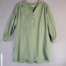 free assembly womens tunic top size XXL sage green canvas henley popover picture