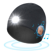 Bluetooth Beanie with Light,  Unisex Beanie Hat with 5 Led Headlamp for Outdoor  picture