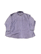 NWOT Big and Tall 5X Blue and Yellow Striped Casual Dress Shirt Cotton Rich picture