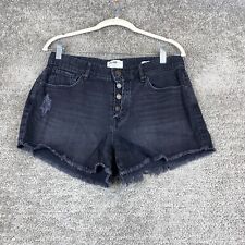 Williamrast High Rise Cut-Off Shorts Juniors 28 Black Button Fly Distressed picture