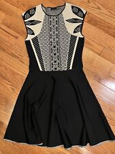 TED BAKER Printed Knee-Length Dress Size 4 US 10 Black Gold picture