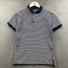 Nautica T-Shirt Boys Youth XL Short Sleeve Pinstripe Embroidered Logo White Blue picture