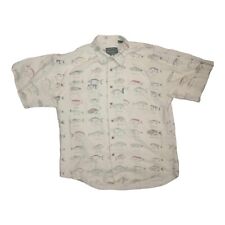 North River Mens Button-Up Shirt Cream Beige Fishing Fish Bass Short Sleeve XL picture