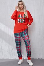 Cozy Chic Plaid Lounge Set with Round Neck Top picture