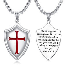 Knights Templar Shield Necklace in Sterling Silver Pendants Necklace for Men picture