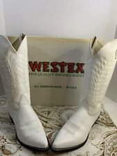 Westex USA Vintage Pearl White Leather Cowgirl Cowboy Boots SZ 7 EUC with Box picture