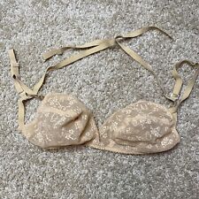 Vintage CHRISTIAN DIOR Nude Lace Bra 32c Spell out picture