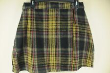 Vintage H.L. Spencer Women's Black Gold & Red Plaid Wool Blend Wrap Skirt S/M picture