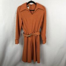 Vintage Jo Lester Dress Womens 14 Rust Belted Lion Head Buckle 1960s Retro picture