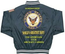 USS ANTIETAM  CV-36 CARRIER NAVY EMBROIDERED SATIN JACKET (BACK ONLY) picture