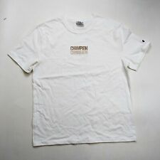 champion mens 100% authentic size large short sleeve t-shirt solid logo white picture