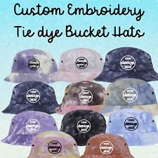 Ink Stitch Custom Logo Texts Stitching Logo Tie Dye Unisex Bucket Hats picture