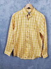 Vintage L.L. Bean Dress Shirt Men's Medium Yellow Plaid Soft Cotton picture