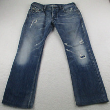 Diesel Zatiny Jeans Mens 34 x 32 Blue Denim Boot Cut Button Fly Italy picture