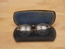 ANTIQUE FANCY YELLOW  12K GOLD FILLED WIRE RIM EYEGLASSES / Case picture