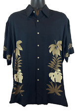 Men's Hawaiian Shirt Pierre Cardin Black Floral Sport Short Sleeve Shirt Size M picture