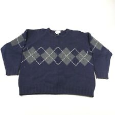 Vintage Britches Great Outdoors Sweater Jumper Mens M Blue Argyle Shetland Wool picture
