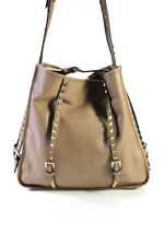 Valentino Garavani Womens Leather Rock Stud Snap Closure Tote Bag Taupe Handbag picture