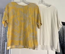 Lot Of 2 H&M Ivory and Yellow Short Sleeve Keyhole Back Top Sz 8 picture