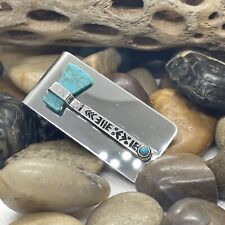 Tomahawk Native American Money Clip Stainless Steel UNIQUE Quality  Turquoise picture
