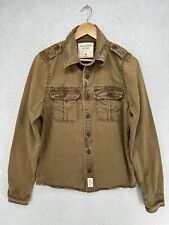 Abercrombie & Fitch Muscle Button Shirt Mens Medium Canvas Military Shoulder Tab picture