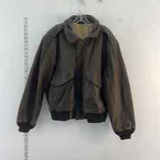 VTG Hunt Club Men's Brown Leather Insulated Winter Bomber Jacket Size 46 picture