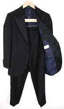 SUITSUPPLY La Spalla Men Suit UK34S Tuxedo Lined Classic Black Pure Wool 2 Piece picture