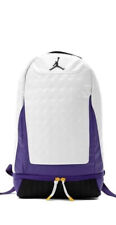 NIKE Air Jordan Retro 13 Backpack White/Purple Lakers One Size 9A1898-P6N NWT picture