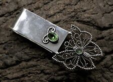 925 Sterling Silver Green Amethyst Gemstone Jewelry Money/Clip Size-3'' picture