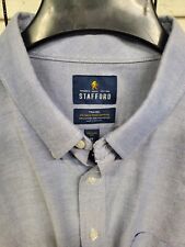 Stafford Men's 18 34/35 Dress Shirt Travel Wrinkle Free Oxford MINT picture