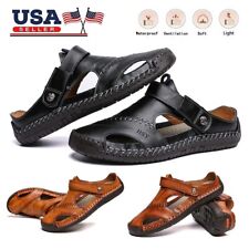 Mens Sport Closed Toe Sandals Summer Leather Shoes Beach Fisherman Flat Slippers picture