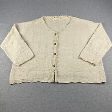 Greek Knitwear Cardigan Womens XL Beige Button Front 100% Bambaki Cotton Casual picture
