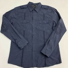One90One Casual Button Up Shirt Mens Size XL Blue Long Sleeve Cotton Blend picture