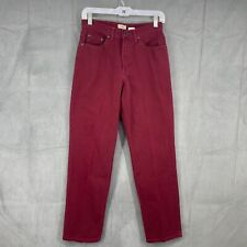 Vintage L.L. Bean Mom Jeans Womens 2 Red Burgundy High Rise 100% Cotton Y2K picture