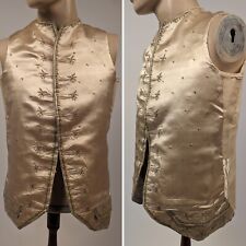 ANTIQUE LATE 18TH C SILK SATIN WAISTCOAT VEST W HAND EMBROIDERY picture
