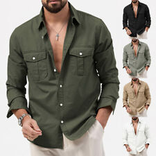 Mens Cargo Shirt Long Sleeve Tops Men Soft Casual Cotton Militar Tactical Shirts picture