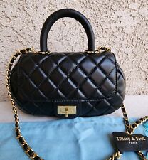 Tiffany & Fred Paris Quilted Leather Satchel Black New Authentic  picture