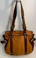 Kooba Cognac Brown & Tan Leather Shoulder Bag Large Designer Satchel Handbag picture