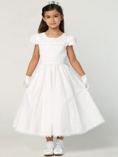 NEW Smocked Cotton Tea-Length Dress Holy Communion Flower Girl picture