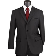 LUCCI Men's Black 2-Button Classic-Fit Poplin Polyester Suit - NEW picture