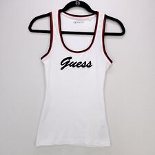 Guess Los Angeles Logo Tank Top Women Junior Small White Trim Sleeveless Stretch picture